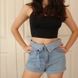 Paper Bag Denim Shorts